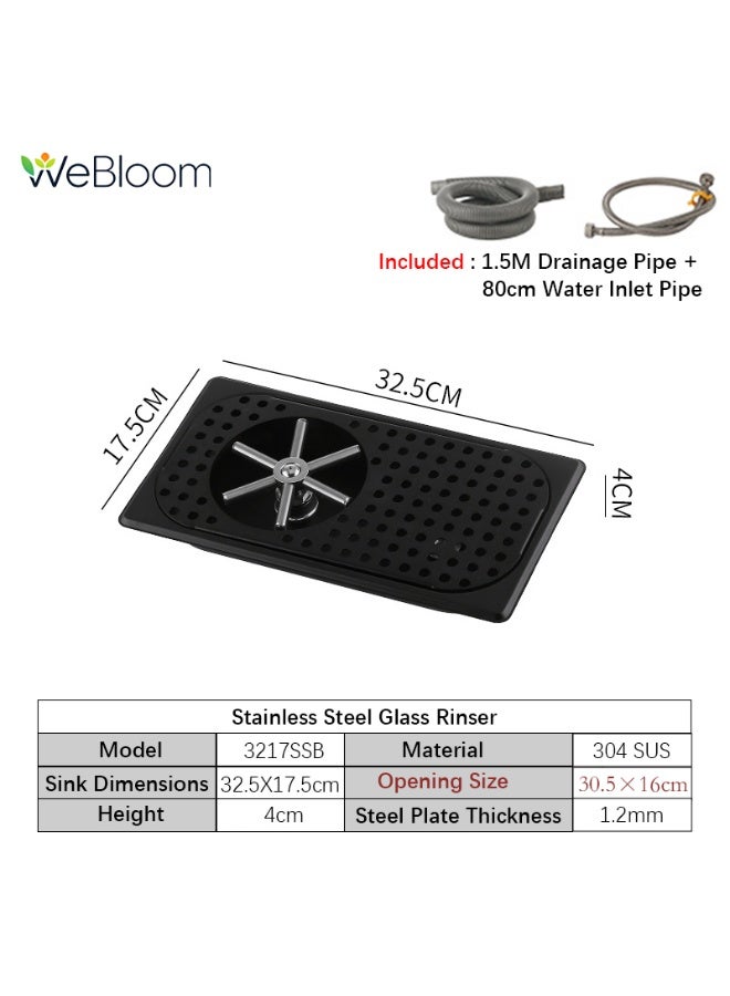 WeBloom 304 Stainless Steel Cup Rinser, Embedded Glass Sink Rinser High Pressure Washing Easy To Install Multi Angle Flushing with Drip Tray for Restaurant Coffee Shop Bar - Image 1